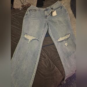 Judy Blue Light Blue Distressed Straight Leg Jeans